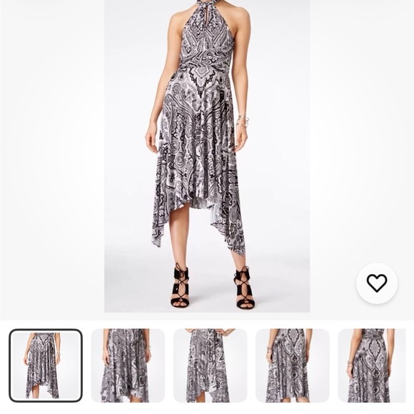 INC International Concepts Black and White Paisley High-Low Dress - Picture 6 of 12